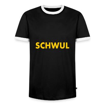 Schwul - Männer Kontrast-T-Shirt - Schwarz/Weiß - Vorne - AI Model Female 172 light (172cm) & AI Model Male 178 light (178cm)