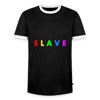Slave - Männer Kontrast-T-Shirt - Schwarz/Weiß - Vorne - AI Model Female 172 light (172cm) & AI Model Male 178 light (178cm)