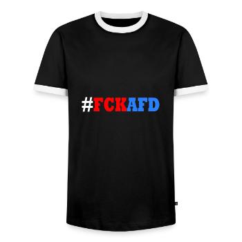 Fck afd - Männer Kontrast-T-Shirt - Schwarz/Weiß - Vorne - AI Model Female 172 light (172cm) & AI Model Male 178 light (178cm)