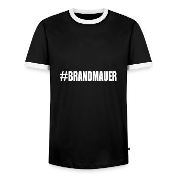 brandmauer - Männer Kontrast-T-Shirt - Schwarz/Weiß - Vorne - AI Model Female 172 light (172cm) & AI Model Male 178 light (178cm)