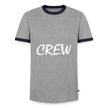 Crew - Men's Ringer Shirt - grey/navy  - Front - AI Model Female 172 light (172cm) & AI Model Male 178 light (178cm)