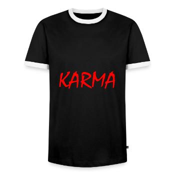 Karma - Men's Ringer Shirt - black/white - Front - AI Model Female 172 light (172cm) & AI Model Male 178 light (178cm)