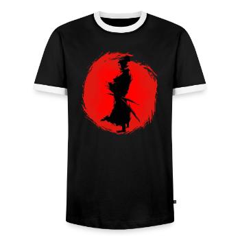 Samurai - Japan - Krieger - Männer Kontrast-T-Shirt - Schwarz/Weiß - Vorne - AI Model Female 172 light (172cm) & AI Model Male 178 light (178cm)