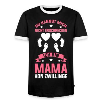 Zwillingsmama Zwillingsmutter Zwillingskinder Mutt - Männer Kontrast-T-Shirt - Schwarz/Weiß - Vorne - AI Model Female 172 light (172cm) & AI Model Male 178 light (178cm)
