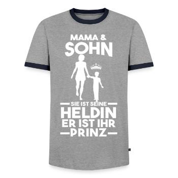 Mama Und Sohn Mutter Muttertag - Männer Kontrast-T-Shirt - Grau/Navy  - Vorne - AI Model Female 172 light (172cm) & AI Model Male 178 light (178cm)