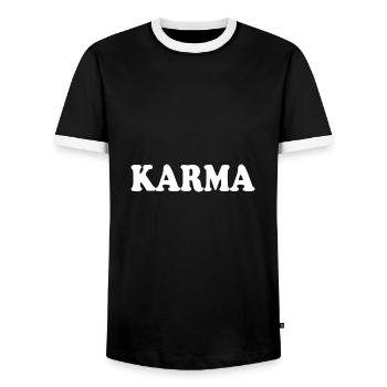 Karma - Men's Ringer Shirt - black/white - Front - AI Model Female 172 light (172cm) & AI Model Male 178 light (178cm)