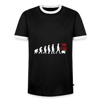 ÉVOLUTION DRÔLE DRÔLE - T-shirt contrasté Homme - noir/blanc - Devant - AI Model Female 172 light (172cm) & AI Model Male 178 light (178cm)