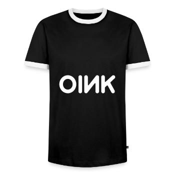 OINK PIG - Men's Ringer Shirt - black/white - Front - AI Model Female 172 light (172cm) & AI Model Male 178 light (178cm)