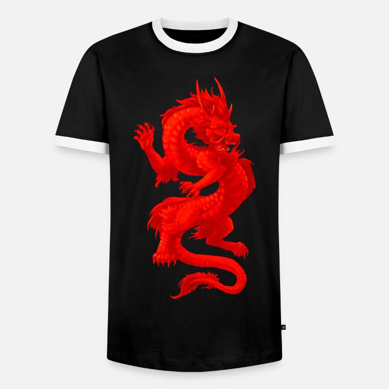 Leuchtender Drache - Männer Kontrast-T-Shirt - Schwarz/Weiß