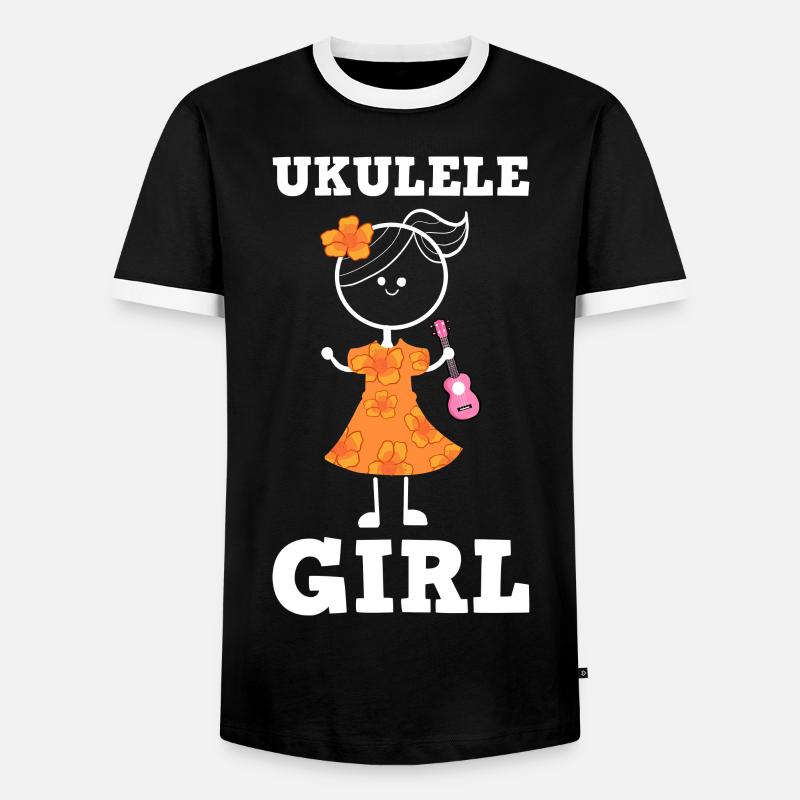 Ukulele Mädchen Mutter Tochter Tante - Männer Kontrast-T-Shirt - Schwarz/Weiß