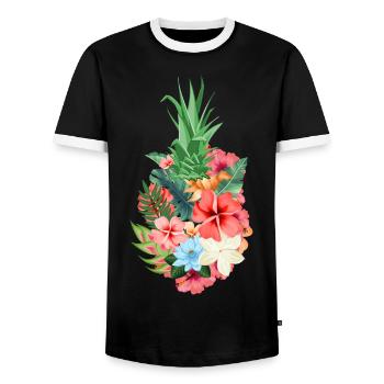 Pineapple - Men's Ringer Shirt - black/white - Front - AI Model Female 172 light (172cm) & AI Model Male 178 light (178cm)