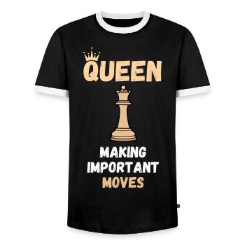 Chess Saying Gift Checkmate Queens Gambit - Men's Ringer Shirt - black/white - Front - AI Model Female 172 light (172cm) & AI Model Male 178 light (178cm)