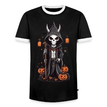 Halloween Squelette Druide Magie - T-shirt contrasté Homme - noir/blanc - Devant - AI Model Female 172 light (172cm) & AI Model Male 178 light (178cm)