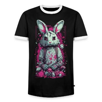 Gothic  Horror Splatter Art - Men's Ringer Shirt - black/white - Front - AI Model Female 172 light (172cm) & AI Model Male 178 light (178cm)