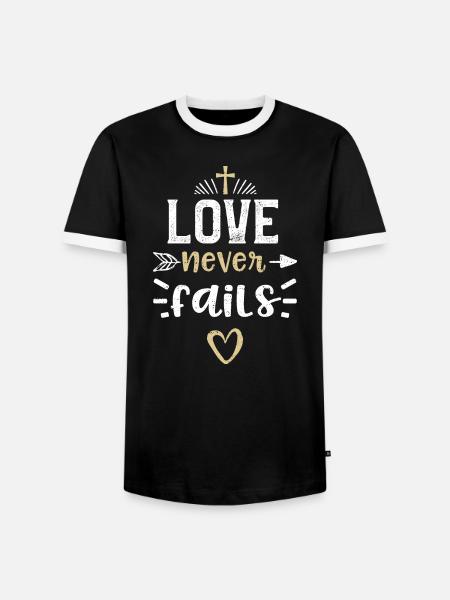 Love never fails - Jesus - Männer Kontrast-T-Shirt - Schwarz/Weiß