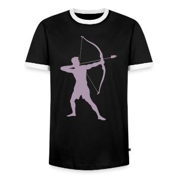 Bogenschütze-Silhouette, Präzises - Männer Kontrast-T-Shirt - Schwarz/Weiß - Vorne - AI Model Female 172 light (172cm) & AI Model Male 178 light (178cm)