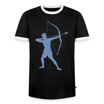 Archer Silhouette, Precise - Men's Ringer Shirt - black/white - Front - AI Model Female 172 light (172cm) & AI Model Male 178 light (178cm)