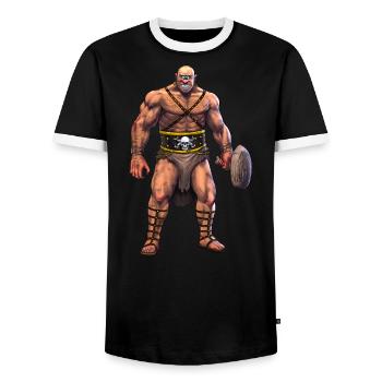 Griechische Mythologie Gottheit Zyklopen - Männer Kontrast-T-Shirt - Schwarz/Weiß - Vorne - AI Model Female 172 light (172cm) & AI Model Male 178 light (178cm)