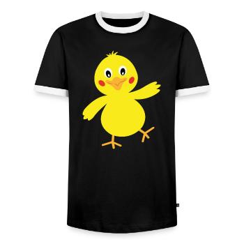 chick - Men's Ringer Shirt - black/white - Front - AI Model Female 172 light (172cm) & AI Model Male 178 light (178cm)