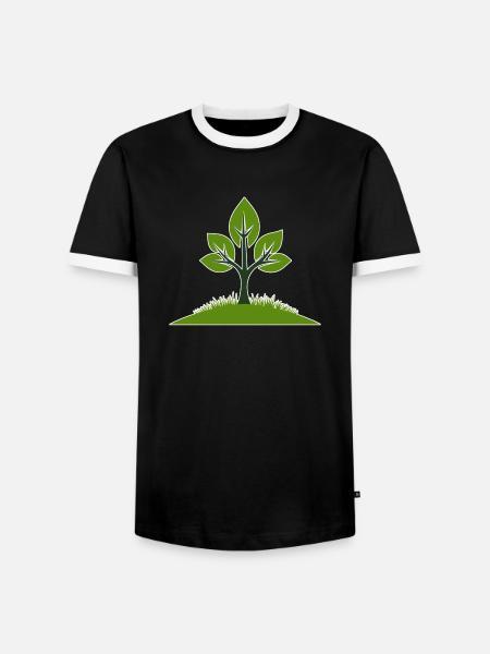 Lebendige Baumillustration für Naturfreundinnen - Männer Kontrast-T-Shirt - Schwarz/Weiß