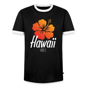 Hawaii vibes - Men's Ringer Shirt - black/white - Front - AI Model Female 172 light (172cm) & AI Model Male 178 light (178cm)
