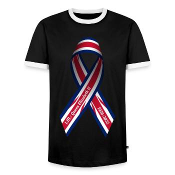 Solidarité Mort Elizabeth II Ruban de paix - T-shirt contrasté Homme - noir/blanc - Devant - AI Model Female 172 light (172cm) & AI Model Male 178 light (178cm)