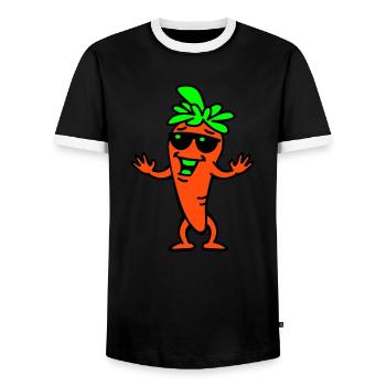 Coole Karotte (Farbe) - Männer Kontrast-T-Shirt - Schwarz/Weiß - Vorne - AI Model Female 172 light (172cm) & AI Model Male 178 light (178cm)