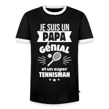 Papa génial & tennisman – idée fête des pères - T-shirt contrasté Homme - noir/blanc - Devant - AI Model Female 172 light (172cm) & AI Model Male 178 light (178cm)