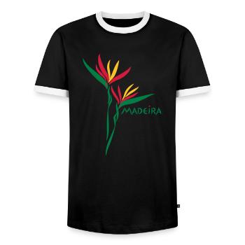Madeira Strelizia - Männer Kontrast-T-Shirt - Schwarz/Weiß - Vorne - AI Model Female 172 light (172cm) & AI Model Male 178 light (178cm)
