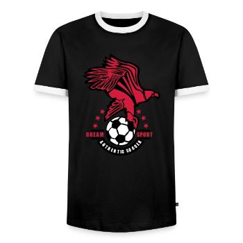 soccer football sports logo eagle eagle adler - Men's Ringer Shirt - black/white - Front - AI Model Female 172 light (172cm) & AI Model Male 178 light (178cm)