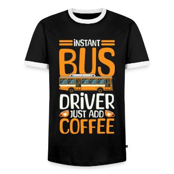Bus Transport - Männer Kontrast-T-Shirt - Schwarz/Weiß - Vorne - AI Model Female 172 light (172cm) & AI Model Male 178 light (178cm)