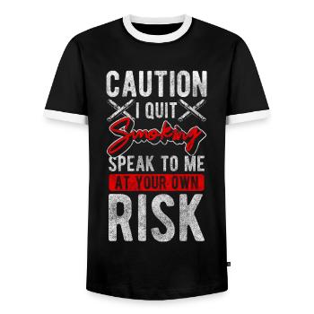 Smoker Cigar Break Box - Men's Ringer Shirt - black/white - Front - AI Model Female 172 light (172cm) & AI Model Male 178 light (178cm)