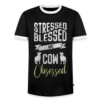Beef Farmer Sweet Economy - Men's Ringer Shirt - black/white - Front - AI Model Female 172 light (172cm) & AI Model Male 178 light (178cm)