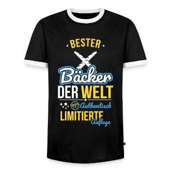 Best Baker in the World - 100% Authentic - Men's Ringer Shirt - black/white - Front - AI Model Female 172 light (172cm) & AI Model Male 178 light (178cm)