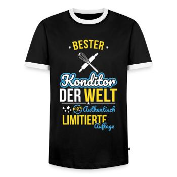 Best Pastry Chef in the World - 100% Authentic - Men's Ringer Shirt - black/white - Front - AI Model Female 172 light (172cm) & AI Model Male 178 light (178cm)