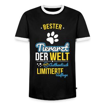 Meilleur vétérinaire du monde - 100 % authentique - T-shirt contrasté Homme - noir/blanc - Devant - AI Model Female 172 light (172cm) & AI Model Male 178 light (178cm)