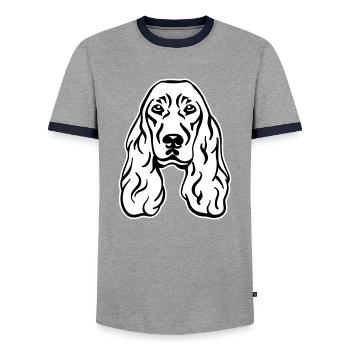 Cocker Spaniel - T-shirt contrasté Homme - gris/marine  - Devant - AI Model Female 172 light (172cm) & AI Model Male 178 light (178cm)