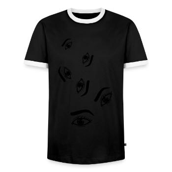 Symbole de l’œil - T-shirt contrasté Homme - noir/blanc - Devant - AI Model Female 172 light (172cm) & AI Model Male 178 light (178cm)