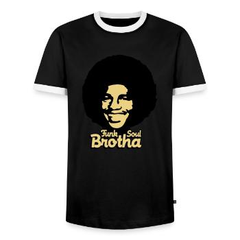 funksoulbrotha2 - Men's Ringer Shirt - black/white - Front - AI Model Female 172 light (172cm) & AI Model Male 178 light (178cm)