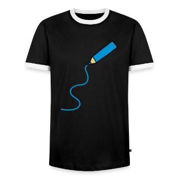 easy_drawing_3c - Men's Ringer Shirt - black/white - Front - AI Model Female 172 light (172cm) & AI Model Male 178 light (178cm)
