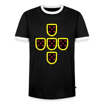 Quinas Portugal 3 couleurs - T-shirt contrasté Homme - noir/blanc - Devant - AI Model Female 172 light (172cm) & AI Model Male 178 light (178cm)