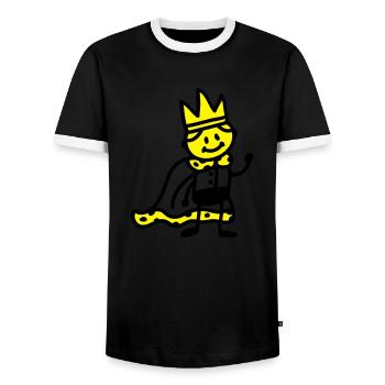 little king - Men's Ringer Shirt - black/white - Front - AI Model Female 172 light (172cm) & AI Model Male 178 light (178cm)