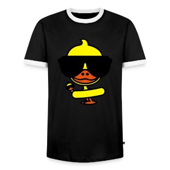 Cool duck on holiday - Men's Ringer Shirt - black/white - Front - AI Model Female 172 light (172cm) & AI Model Male 178 light (178cm)