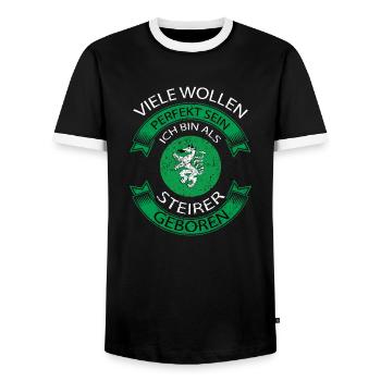 Steiermark - Männer Kontrast-T-Shirt - Schwarz/Weiß - Vorne - AI Model Female 172 light (172cm) & AI Model Male 178 light (178cm)