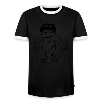 Steinzeitmensch witzig comic keule - Männer Kontrast-T-Shirt - Schwarz/Weiß - Vorne - AI Model Female 172 light (172cm) & AI Model Male 178 light (178cm)