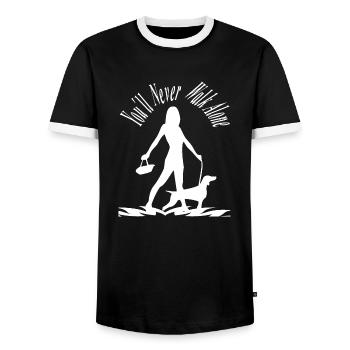 Amoureux des chiens chiens chien chien sport cadeau - T-shirt contrasté Homme - noir/blanc - Devant - AI Model Female 172 light (172cm) & AI Model Male 178 light (178cm)