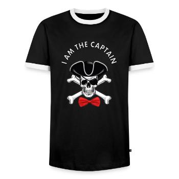 Pirate pirate head pirate ship captain gift - Men's Ringer Shirt - black/white - Front - AI Model Female 172 light (172cm) & AI Model Male 178 light (178cm)
