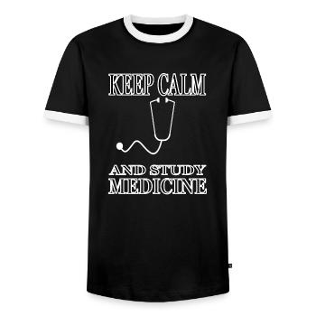 Médecine Étudiant en médecine Étudier la médecine Professeur - T-shirt contrasté Homme - noir/blanc - Devant - AI Model Female 172 light (172cm) & AI Model Male 178 light (178cm)