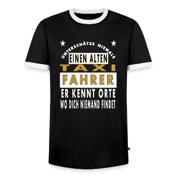 Taxifahrer Taxi fahren Taxi Spruch Taxi Sprüche - Männer Kontrast-T-Shirt - Schwarz/Weiß - Vorne - AI Model Female 172 light (172cm) & AI Model Male 178 light (178cm)
