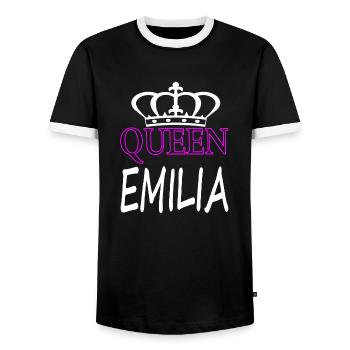 ich heiße Emilia Königin Emilia nenne mich Emilia - Männer Kontrast-T-Shirt - Schwarz/Weiß - Vorne - AI Model Female 172 light (172cm) & AI Model Male 178 light (178cm)